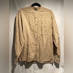 Bachrach Beige Button-Up Linen Shirt Jacket